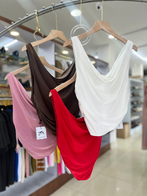 Cowl Neckline Sleeveless Tops